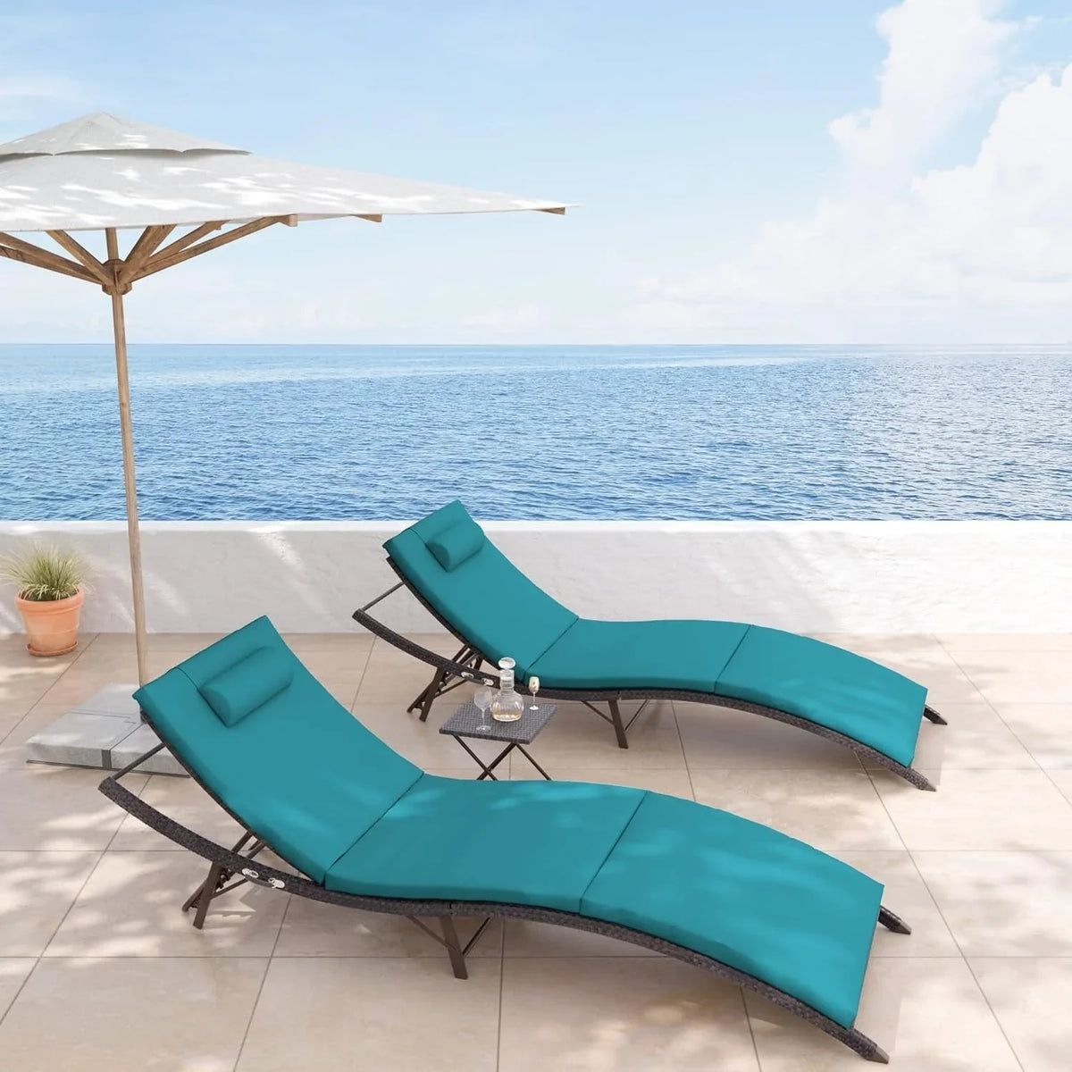 Set da 3 pezzi di chaise longue da esterno Kullavik
