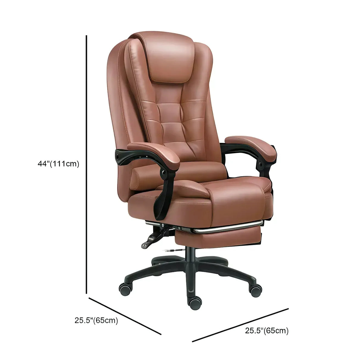 Ergonomische zwarte leren draaibare bureaustoel met voetensteun
