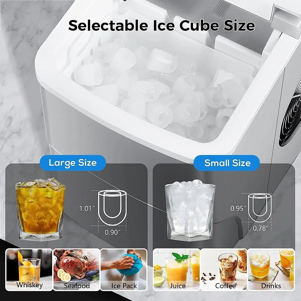 Eiswürfelbereiter für die Arbeitsplatte, Eiswürfel in 6-8 Min. bereit, mit Eisschaufel und Korb