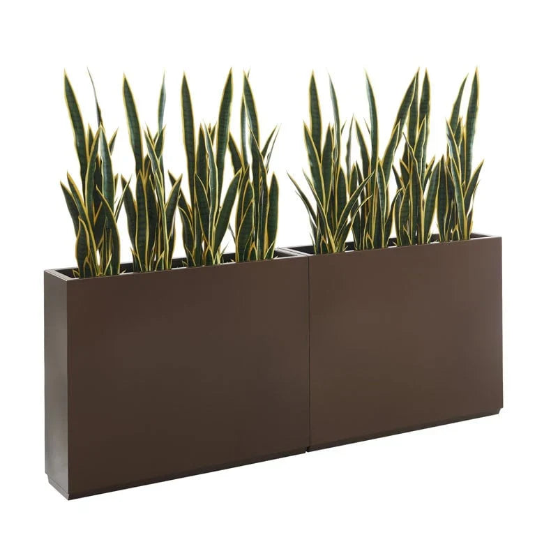Zware metalen plantenbak voor buitenplanten, hoge en lange metalen plantenbak met scheidingswand van 38Lx10Wx30H inch - 38x30x10