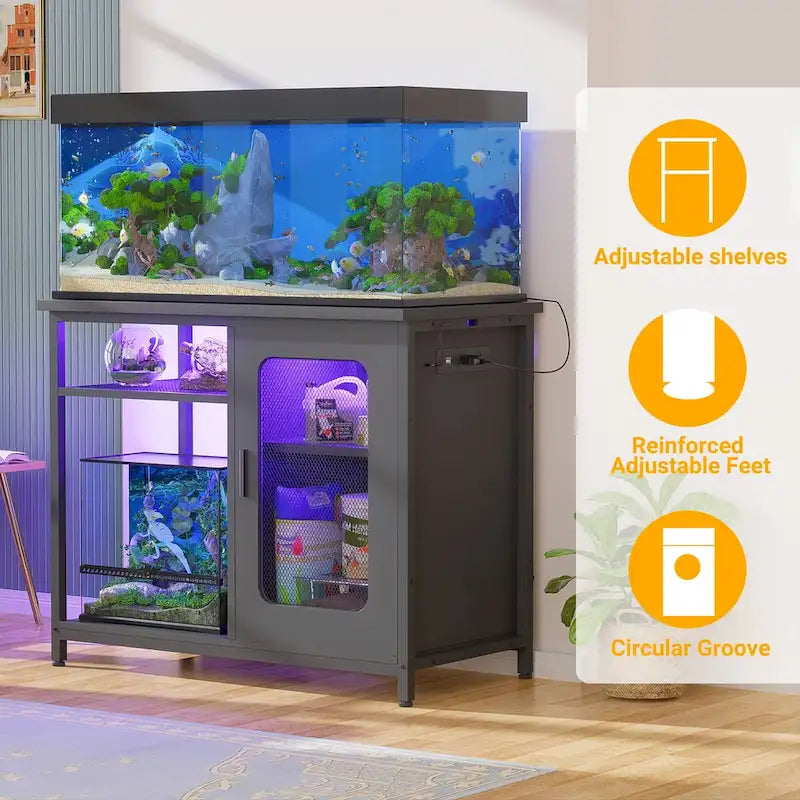 Aquariumaquariummeubel voor 20-29 gallon met stopcontacten en ledverlichting