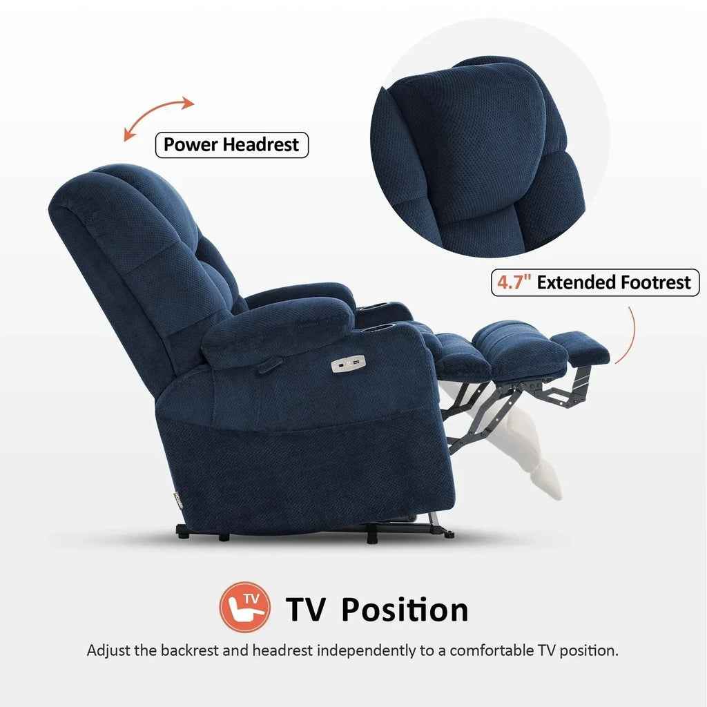 MCombo breiter Dual-Motor-Aufstehsessel mit Massage- und zweifacher Heizfunktion für große und kräftige Senioren, Stoff R7635