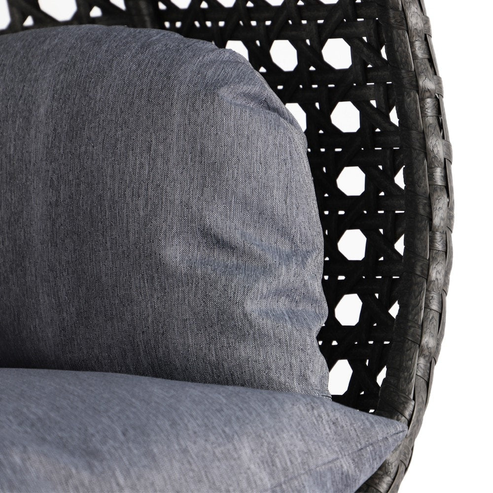 Poltrona sospesa a uovo LeisureMod per 2 persone con supporto - Altalena da patio in rattan intrecciato per esterni/interni, chaise longue con cuscini
