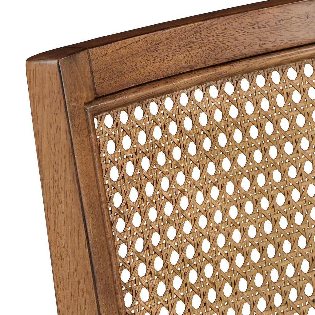 Ronda eetkamerstoelen met beige linnen en rotan rugleuning (set van 2)