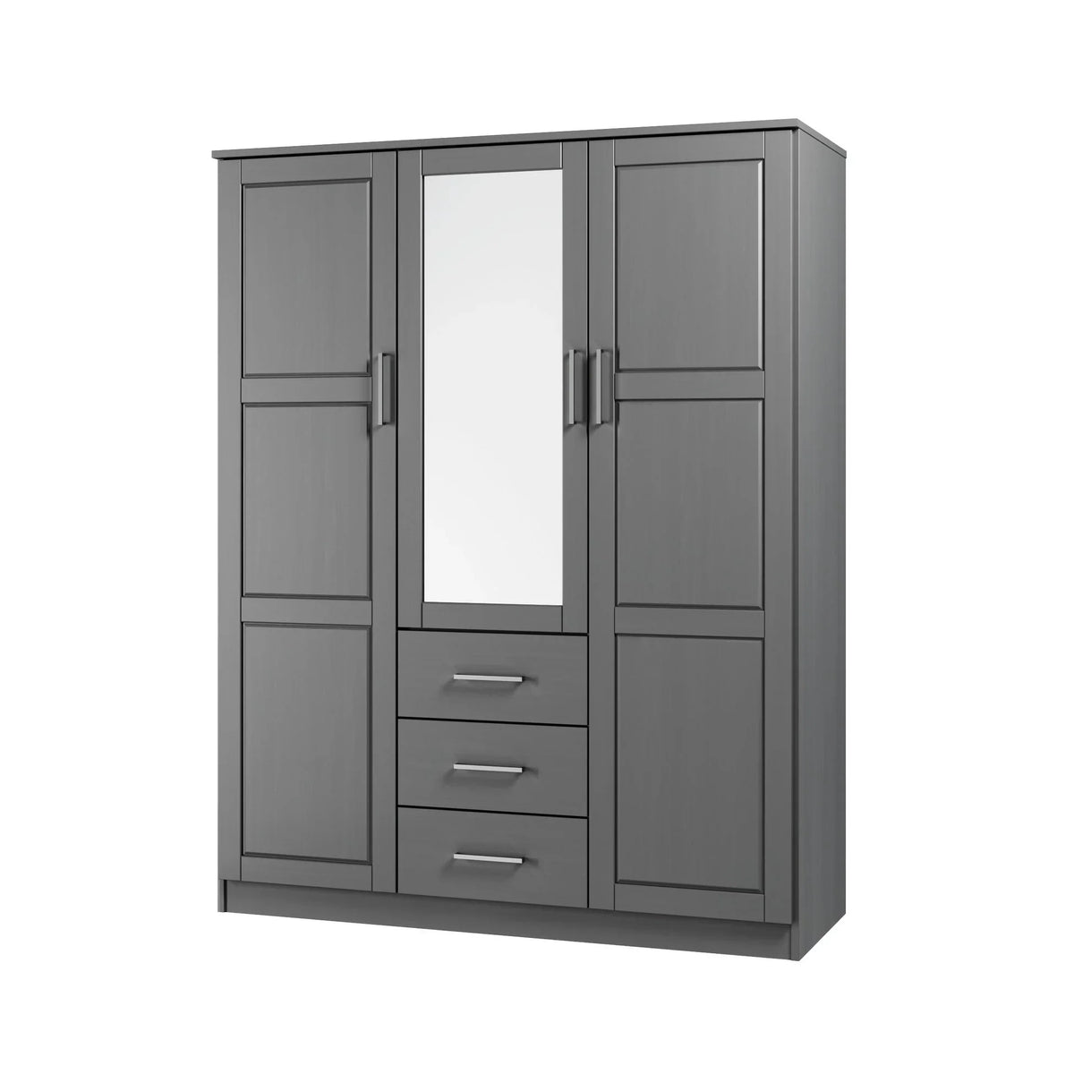 Palace Imports Cosmo 3-türiger Kleiderschrank aus 100 % Massivholz mit Türen aus Massivholz oder Spiegelglas