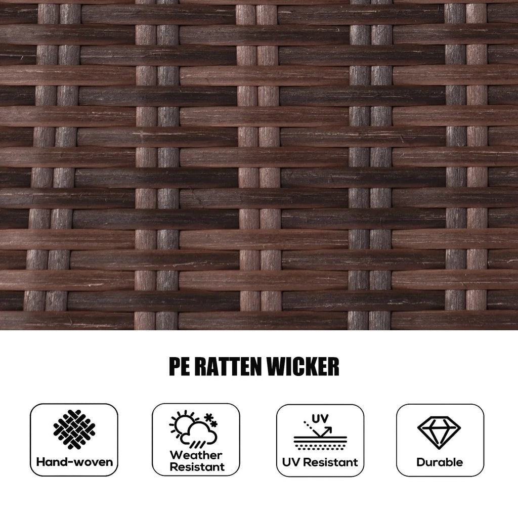 Set da pranzo rotondo da esterno in rattan intrecciato da 7 pezzi con cuscini di Moda Furnishings