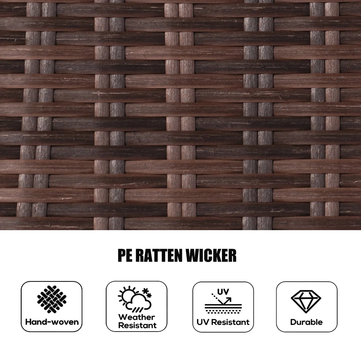 Set da pranzo rotondo da esterno in rattan intrecciato da 7 pezzi con cuscini di Moda Furnishings