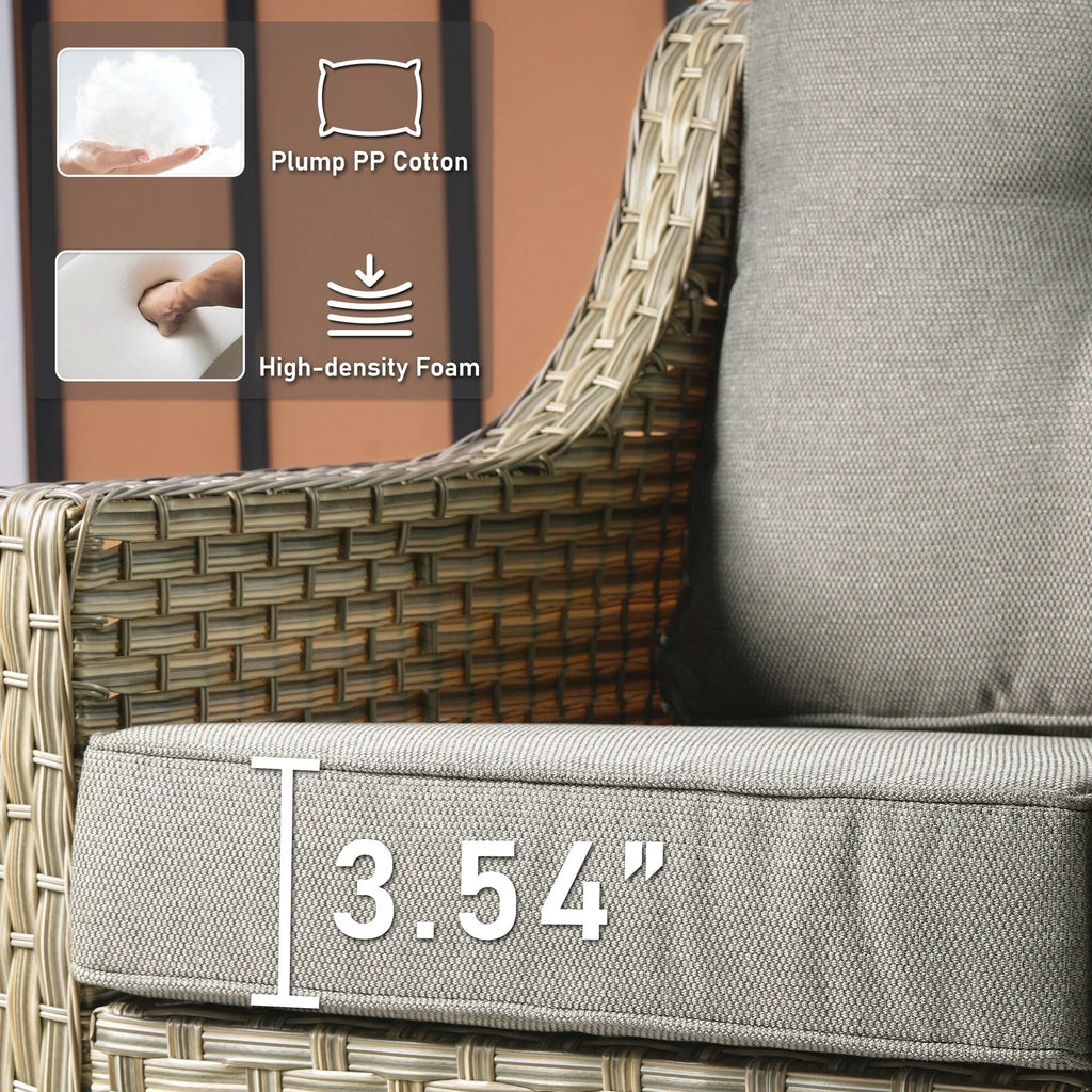 HOOOWOOO 2-teiliges Gartenstuhl-Set aus Korbgeflecht und Rattan mit hoher Rückenlehne
