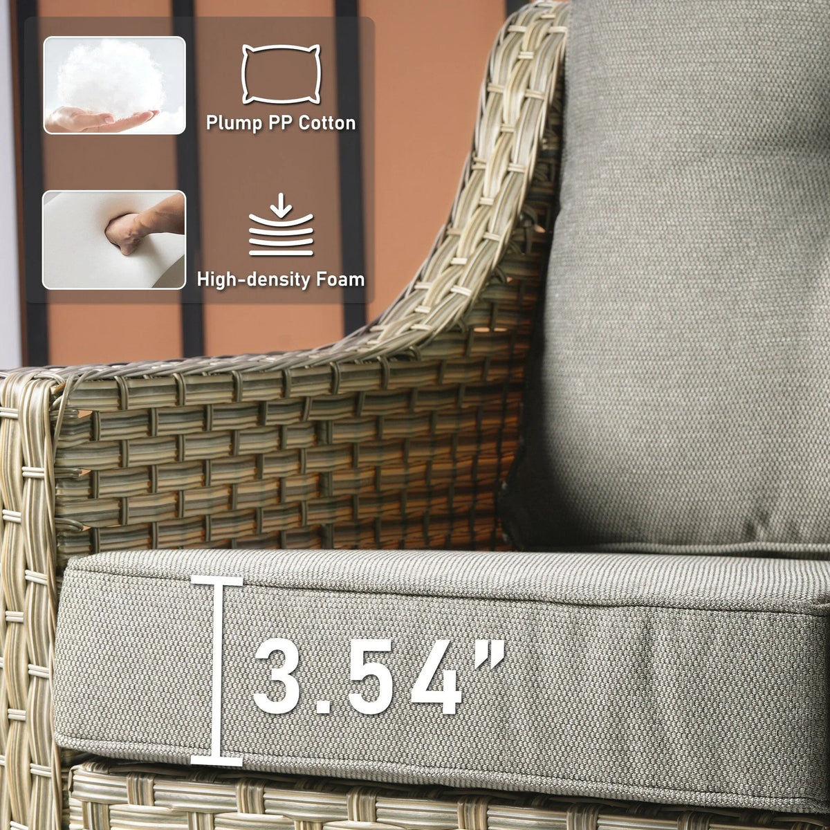 HOOOWOOO 2-teiliges Gartenstuhl-Set aus Korbgeflecht und Rattan mit hoher Rückenlehne