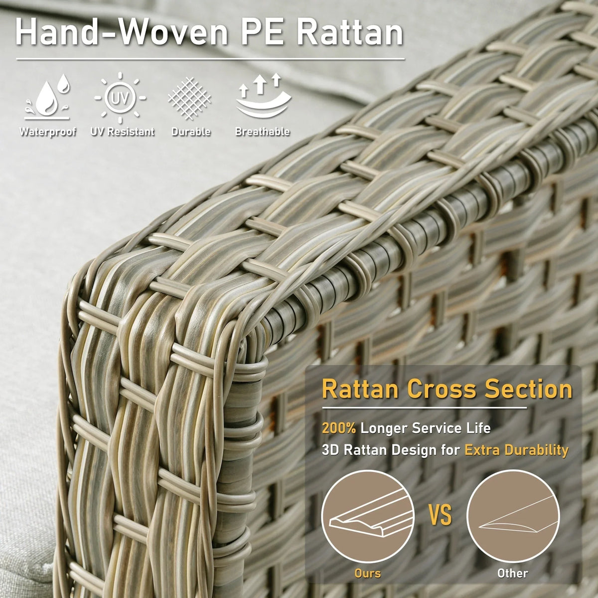 HOOOWOOO 2-teiliges Gartenstuhl-Set aus Korbgeflecht und Rattan mit hoher Rückenlehne
