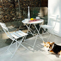3-teiliges klappbares Bistro-Set aus Metall, wetterbeständiges Outdoor-/Indoor-Sitzset für Terrasse, Hof und Garten