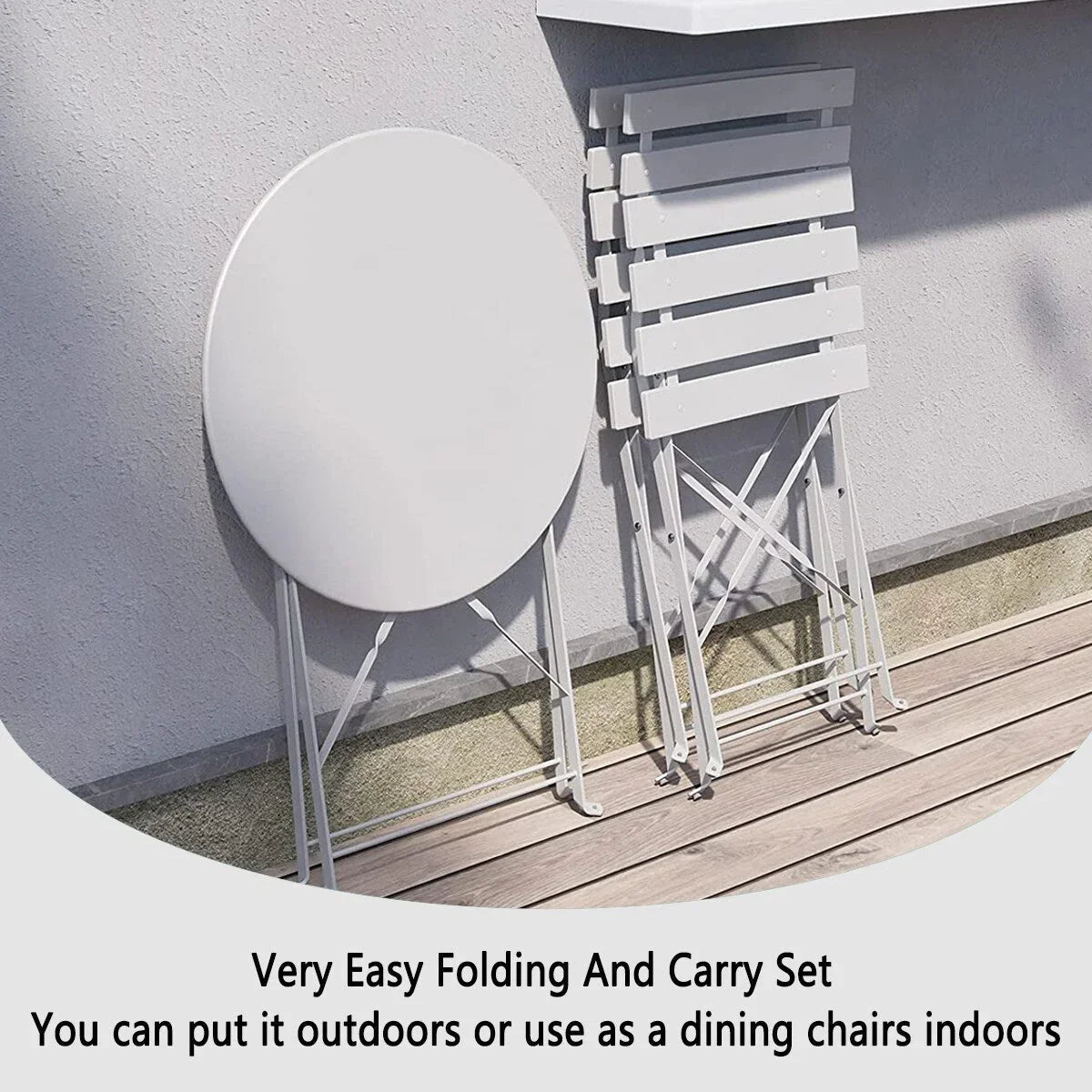 3-teiliges klappbares Bistro-Set aus Metall, wetterbeständiges Outdoor-/Indoor-Sitzset für Terrasse, Hof und Garten