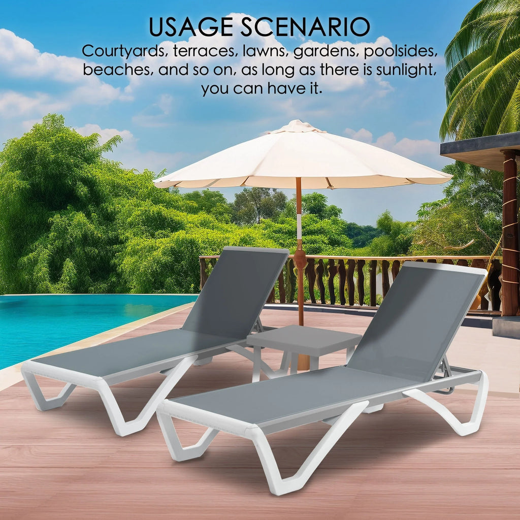 Chaise lounge Kozyard Alan għall-patio, bilqiegħda u mimduda, aġġustabbli, magħmula kompletament mill-aluminju u b’saqajn tar-reżina tal-polipropilen
