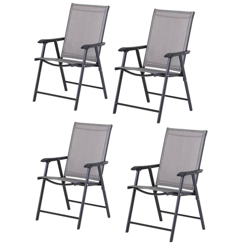 Outsunny 4-teiliges faltbares Gartenstuhl-Set mit schlichtem und stilvollem Design, bequem für Terrasse, Garten, Hof und unterwegs