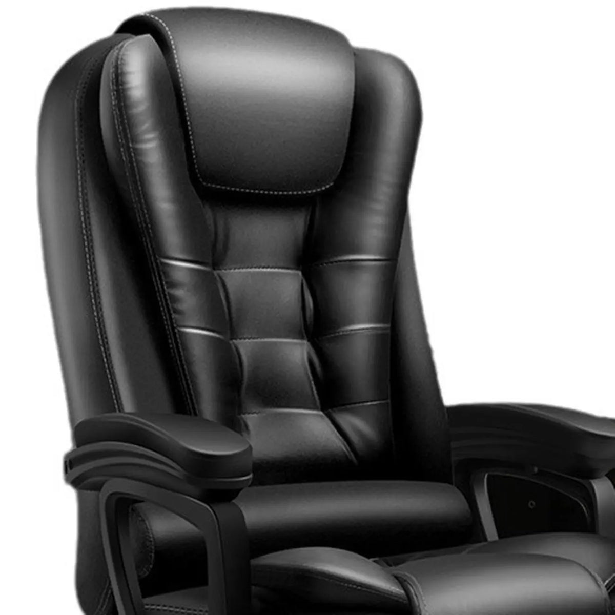 Ergonomische zwarte leren draaibare bureaustoel met voetensteun