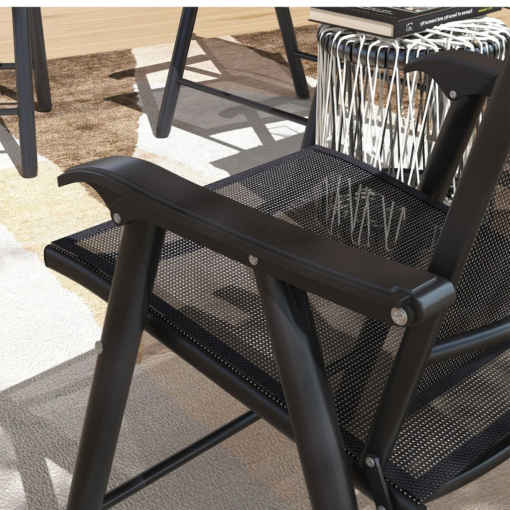 Outsunny 4-teiliges faltbares Gartenstuhl-Set mit schlichtem und stilvollem Design, bequem für Terrasse, Garten, Hof und unterwegs