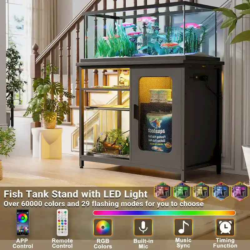 Aquariumaquariummeubel voor 20-29 gallon met stopcontacten en ledverlichting
