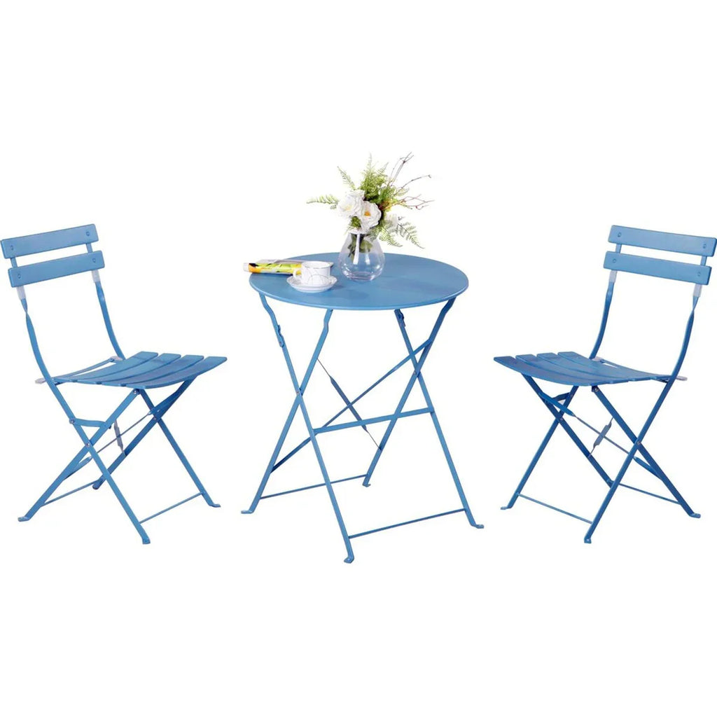 3-teiliges klappbares Bistro-Set aus Metall, wetterbeständiges Outdoor-/Indoor-Sitzset für Terrasse, Hof und Garten