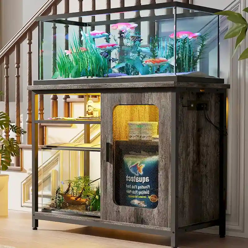 Aquariumaquariummeubel voor 20-29 gallon met stopcontacten en ledverlichting