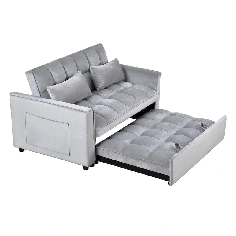 Moderne fluwelen tweezitsfuton met verstelbare rugleuning en zakken, geschikt voor 2 personen ??Donkergrijs / lichtgrijs / blauw / zwart