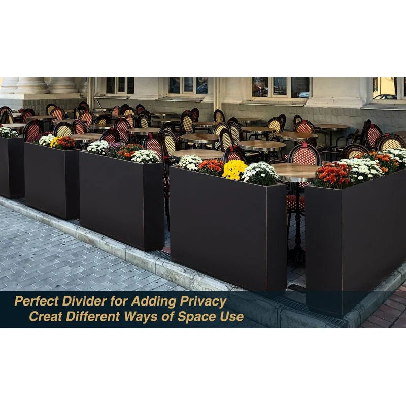 Zware metalen plantenbak voor buitenplanten, hoge en lange metalen plantenbak met scheidingswand van 38Lx10Wx30H inch - 38x30x10