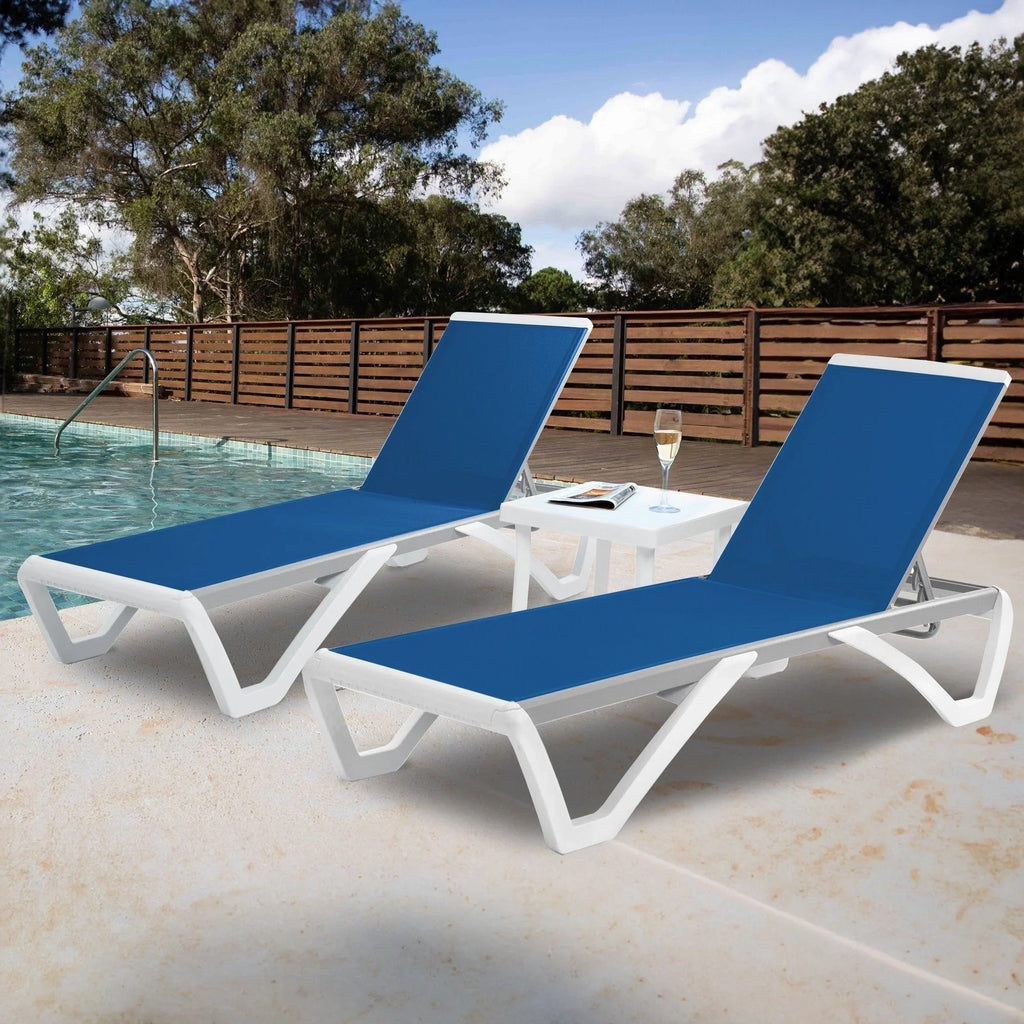 Chaise lounge Kozyard Alan għall-patio, bilqiegħda u mimduda, aġġustabbli, magħmula kompletament mill-aluminju u b’saqajn tar-reżina tal-polipropilen