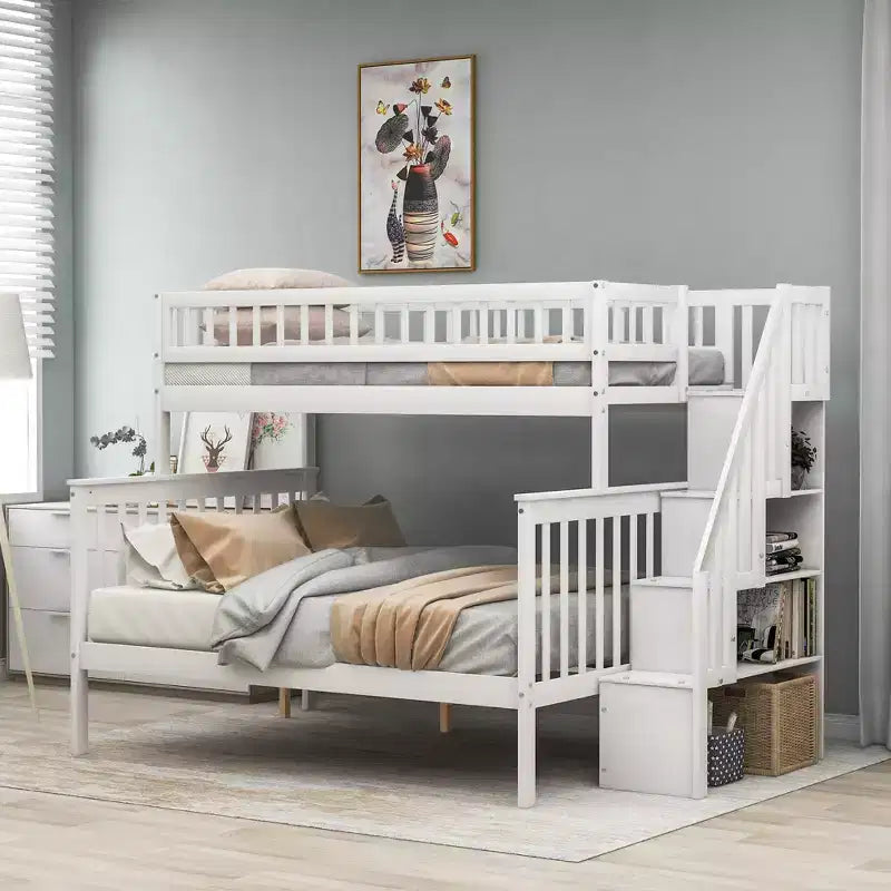 Letto a castello a scala singolo su piazza con contenitore