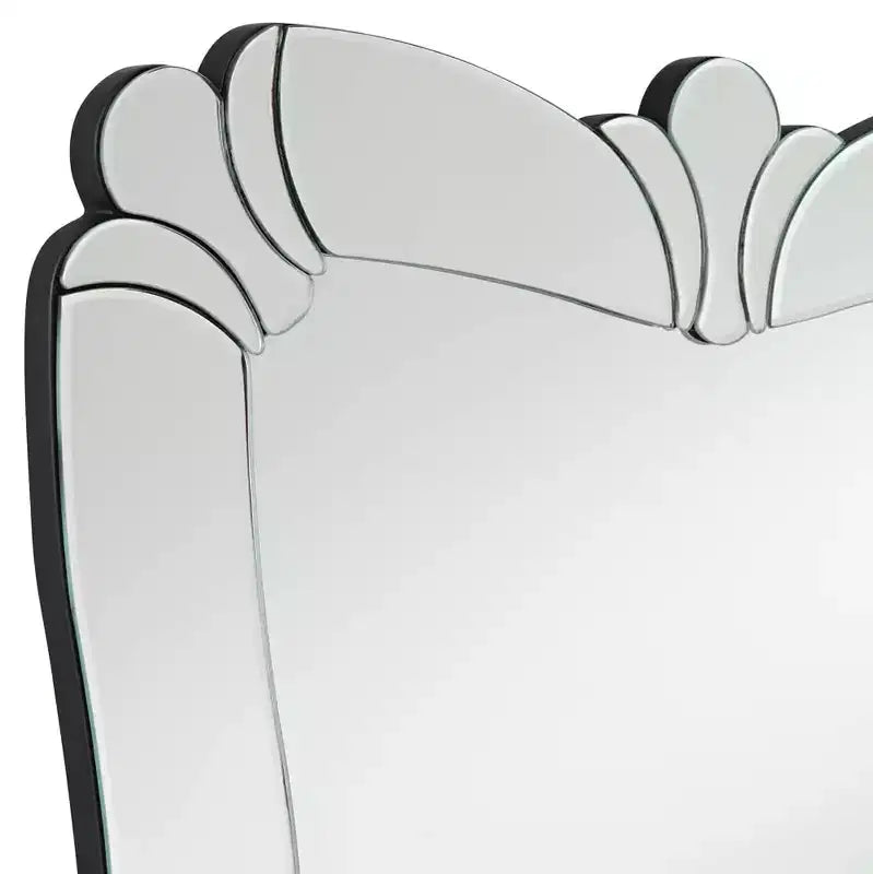 Specchio da Parete Rettangolare Decorativo per Toeletta Fabrina, Moderno, con Bordo Smussato e Cornice a Specchio in Vetro a Fiore, Largo 66 cm, per Bagno e Camera da Leto