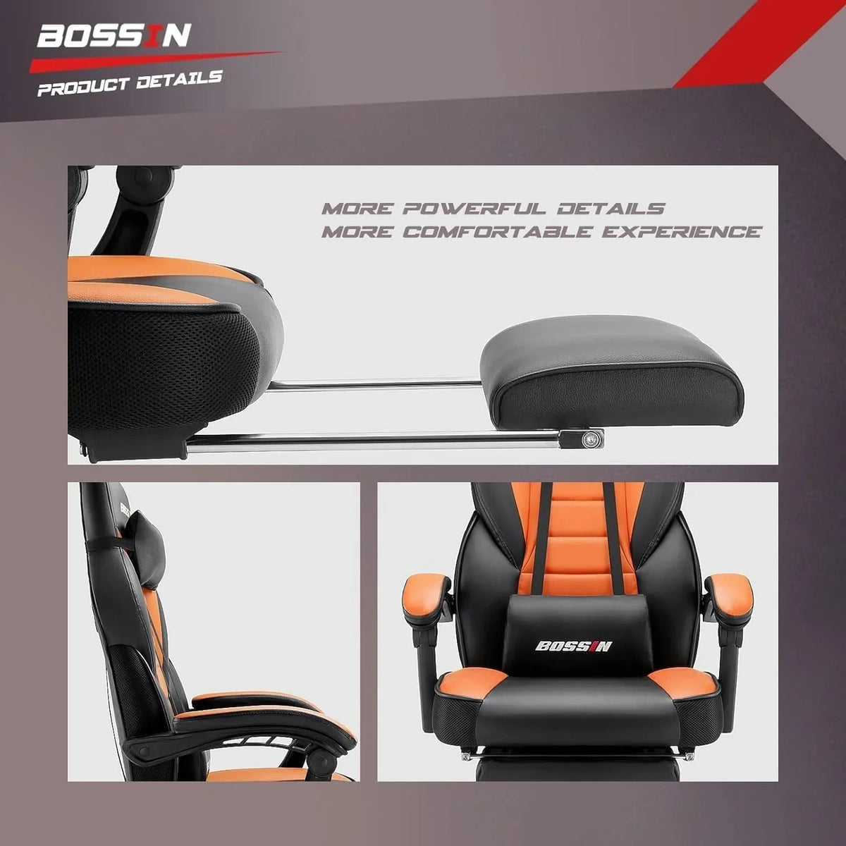 BOSSIN Racing Style Gaming Chair,300 lbs Big and Tall gamer chair High Back Computer Chair