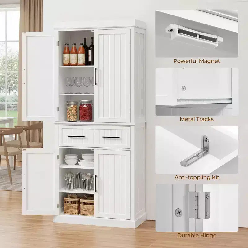 Dispensa da cucina alta 184 cm con ripiani regolabili, per cucina o sala da pranzo