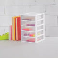 Sistema di organizzazione da scrivania e cassetti Clearview Small con 5 cassetti impilabili in plastica trasparente per cancelleria o penne