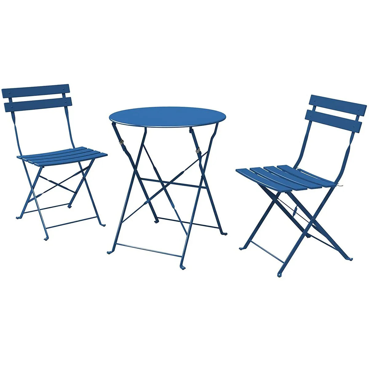 3-teiliges klappbares Bistro-Set aus Metall, wetterbeständiges Outdoor-/Indoor-Sitzset für Terrasse, Hof und Garten