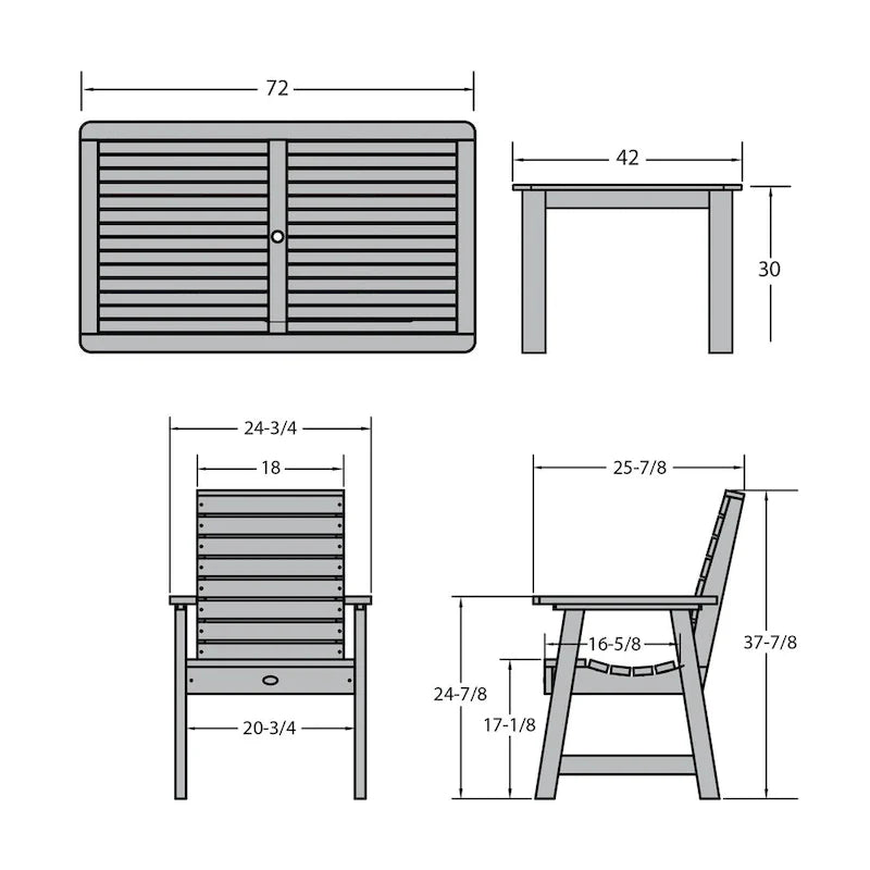 Set da pranzo da esterno HIGHWOOD PROFESSIONAL da 7 pezzi, 42x72