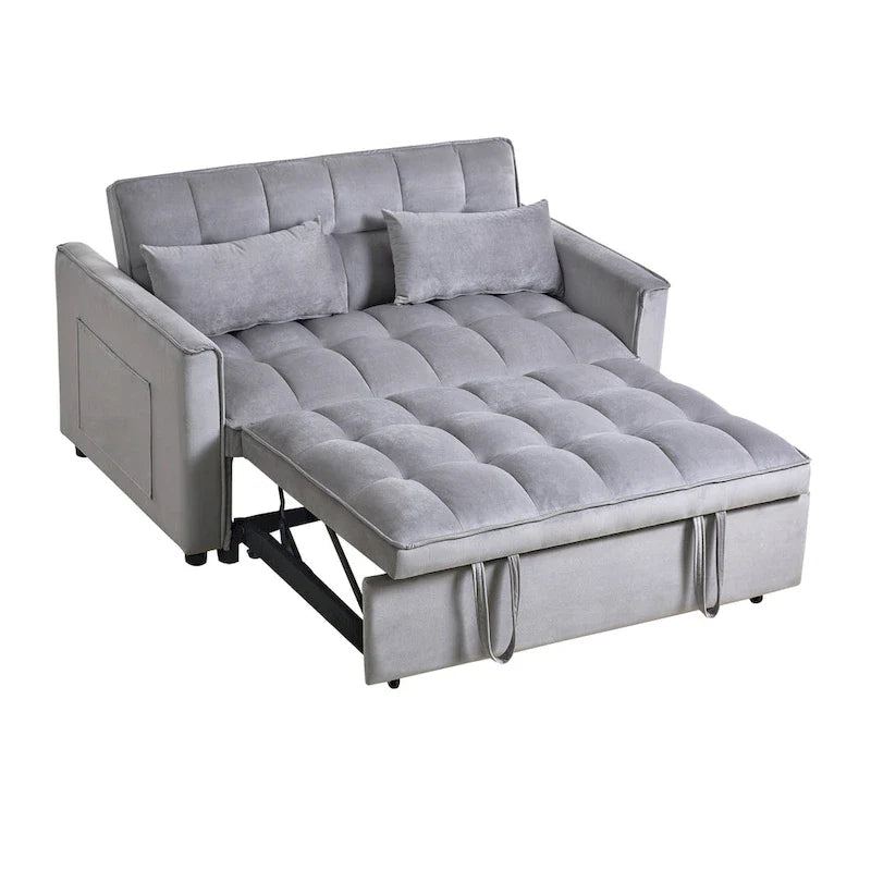Moderne fluwelen tweezitsfuton met verstelbare rugleuning en zakken, geschikt voor 2 personen ??Donkergrijs / lichtgrijs / blauw / zwart
