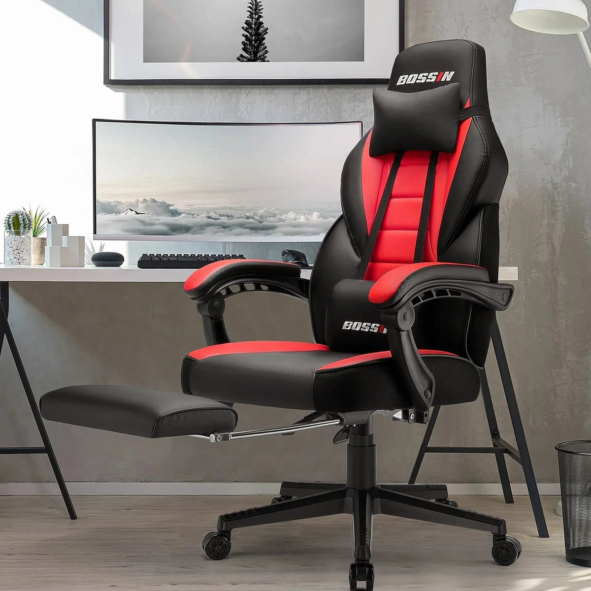 BOSSIN Racing Style Gaming Chair,300 lbs Big and Tall gamer chair High Back Computer Chair