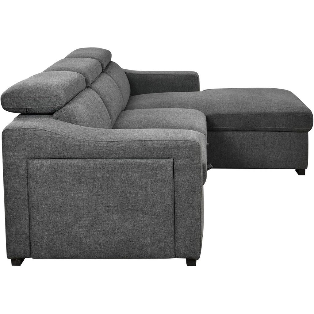 Divano componibile trasformabile Roomfitters da 103 con chaise longue contenitore, poggiatesta regolabili, divano letto angolare a L, grigio scuro