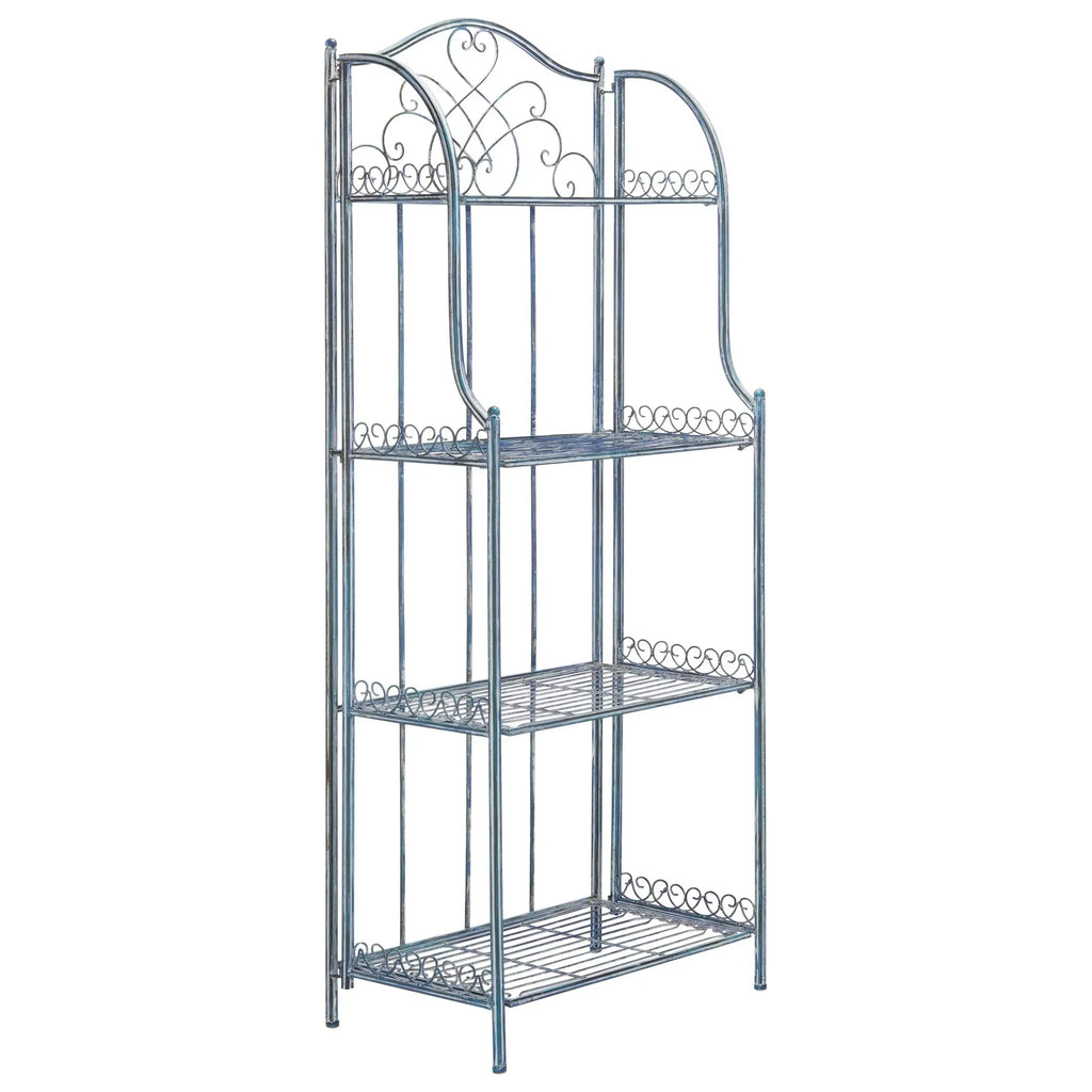 SAFAVIEH Bryn viktorianisches schmiedeeisernes Bäckerregal für den Außenbereich mit 4 Ebenen - 25 In. B x 15 In. T x 63 In. H - 25B x 15T x 63H