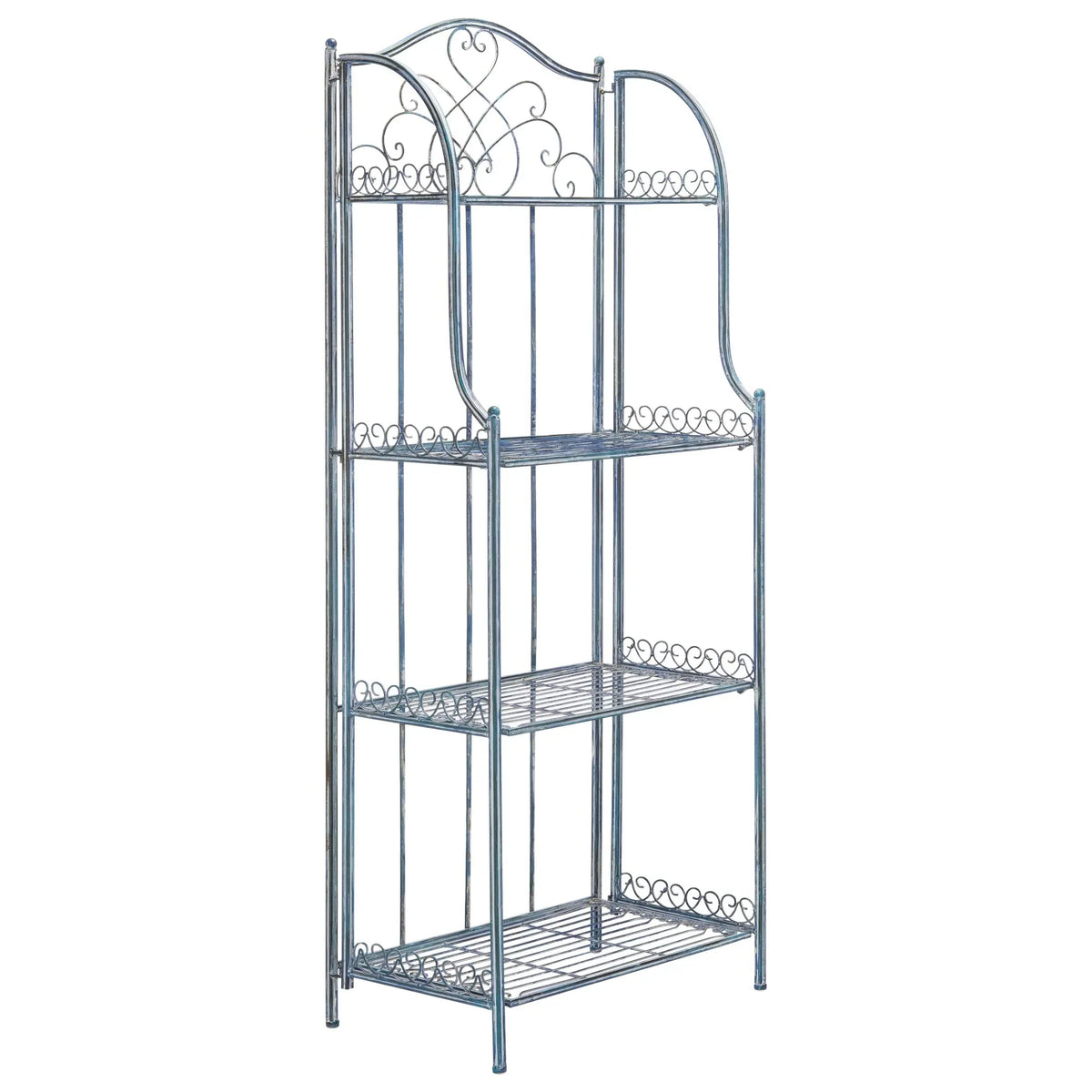 SAFAVIEH Bryn viktorianisches schmiedeeisernes Bäckerregal für den Außenbereich mit 4 Ebenen - 25 In. B x 15 In. T x 63 In. H - 25B x 15T x 63H