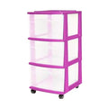 Torre contenitore in plastica a 3 cassetti, media, con struttura viola