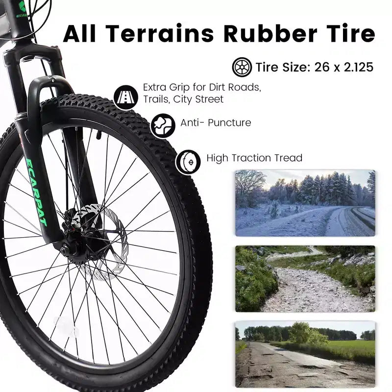 Okak 26 inch mountainbike met schijfremmen, 21 versnellingen, fiets voor volwassenen met duurzaam frame en dubbele vering achter, fiets voor stadsritten