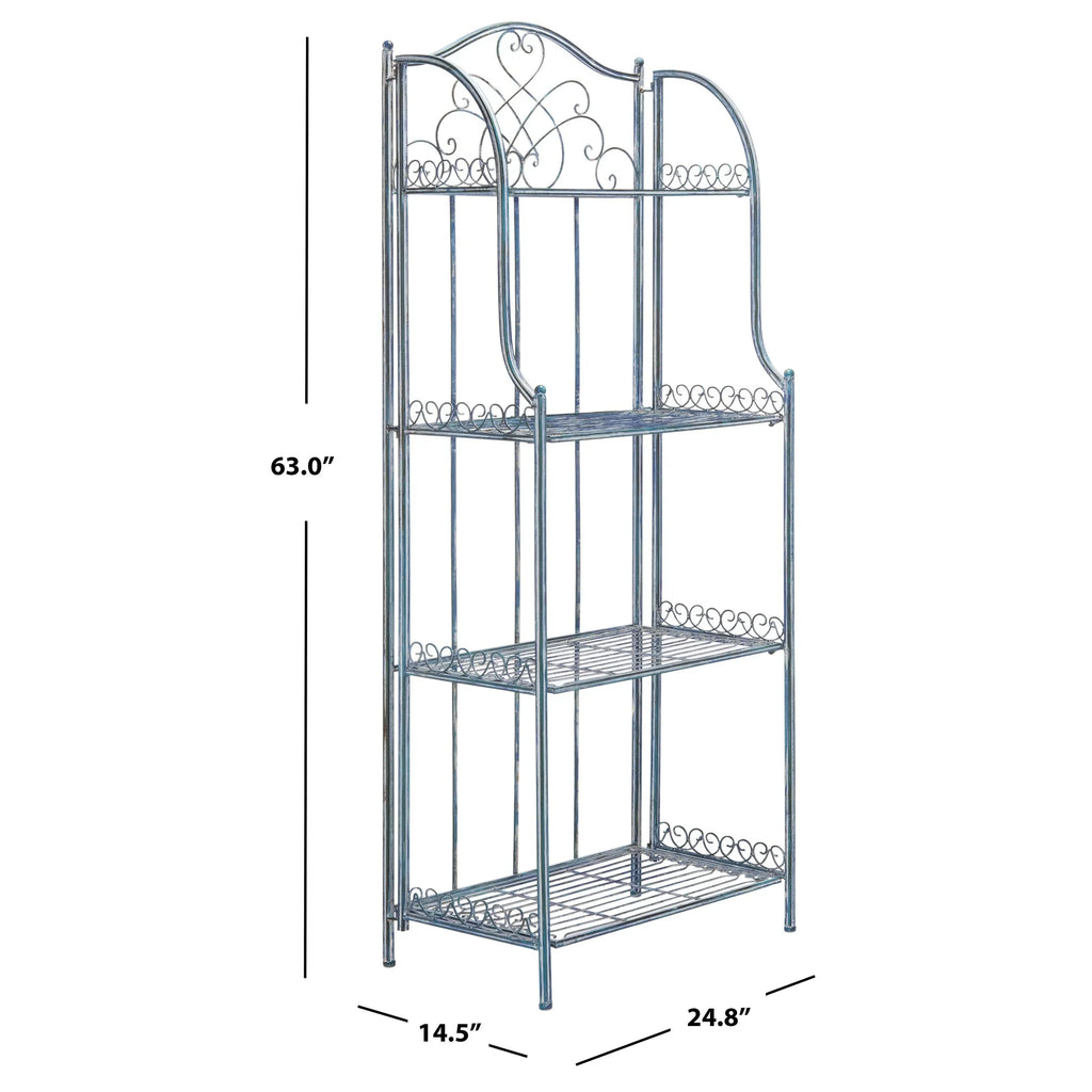 SAFAVIEH Bryn viktorianisches schmiedeeisernes Bäckerregal für den Außenbereich mit 4 Ebenen - 25 In. B x 15 In. T x 63 In. H - 25B x 15T x 63H
