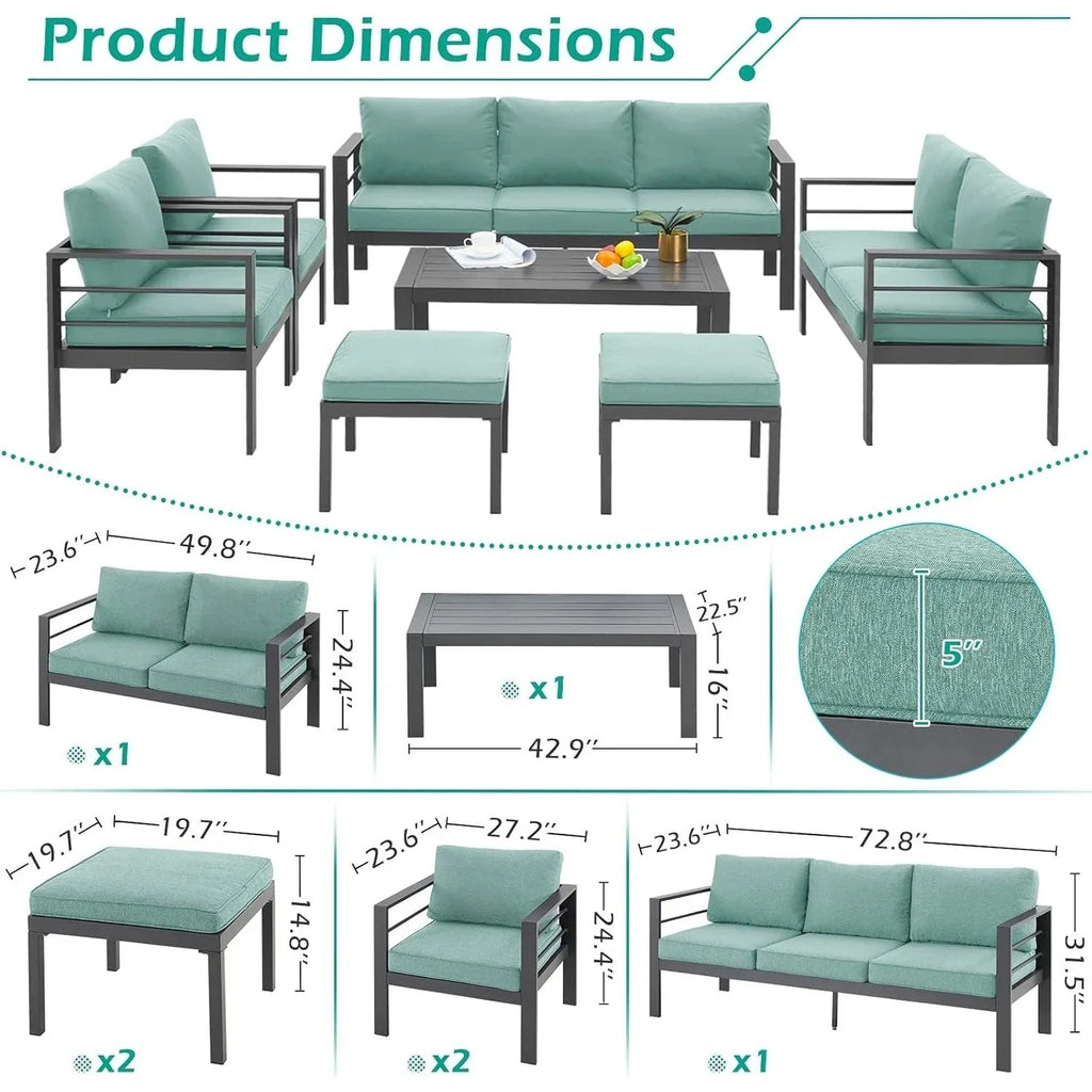 AECOJOY 7-teiliges Aluminiummöbel-Set für die Terrasse, Outdoor-Sitzgruppe