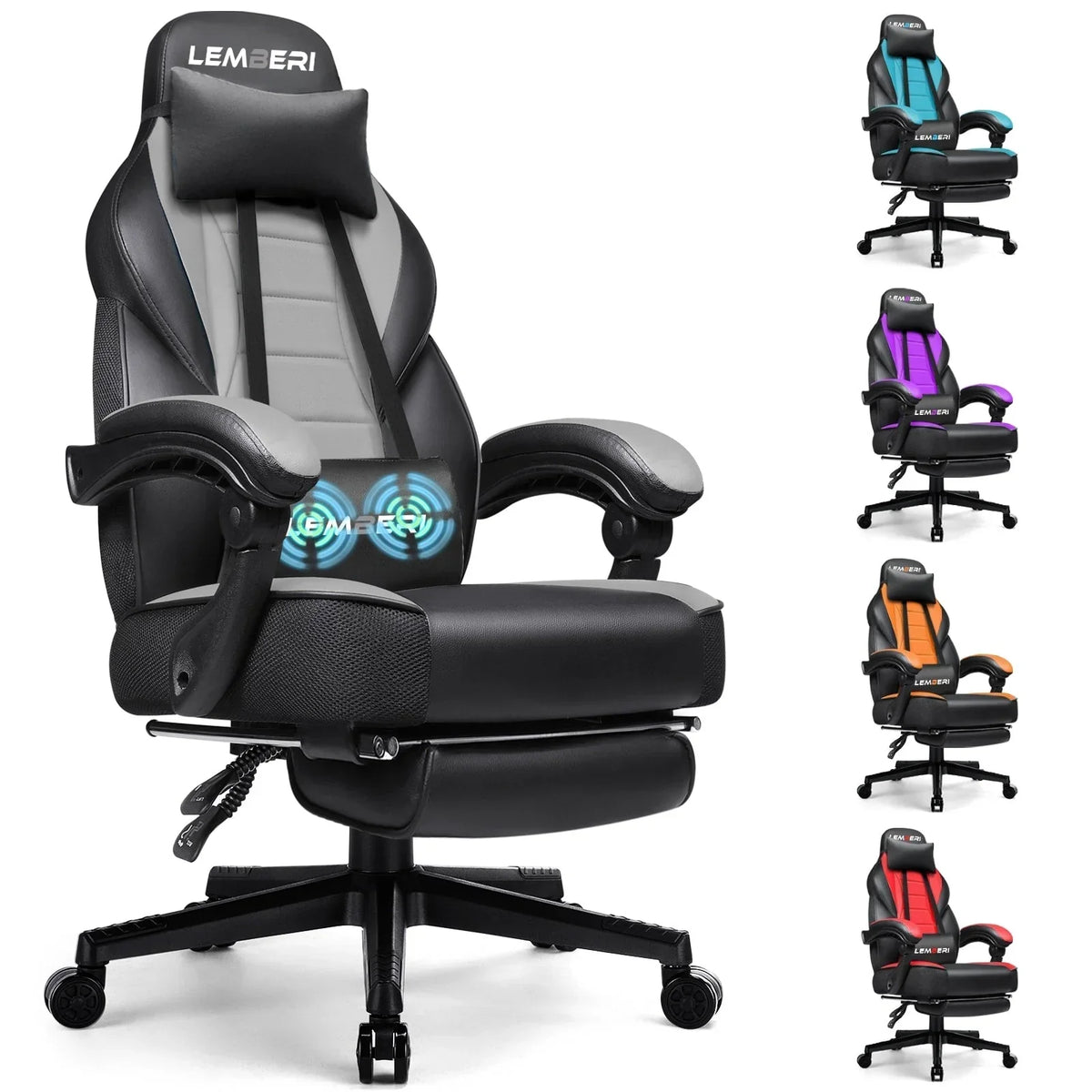 Sedia da gaming BOSSIN in stile racing, portata 300 lbs, sedia da gaming per persone alte e robuste, con schienale alto