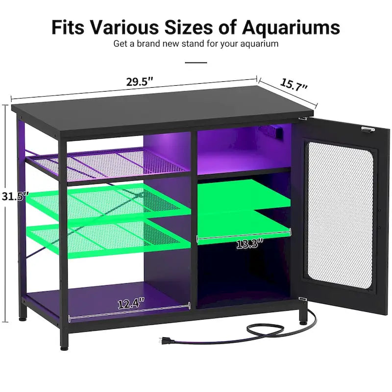 Aquariumaquariummeubel voor 20-29 gallon met stopcontacten en ledverlichting