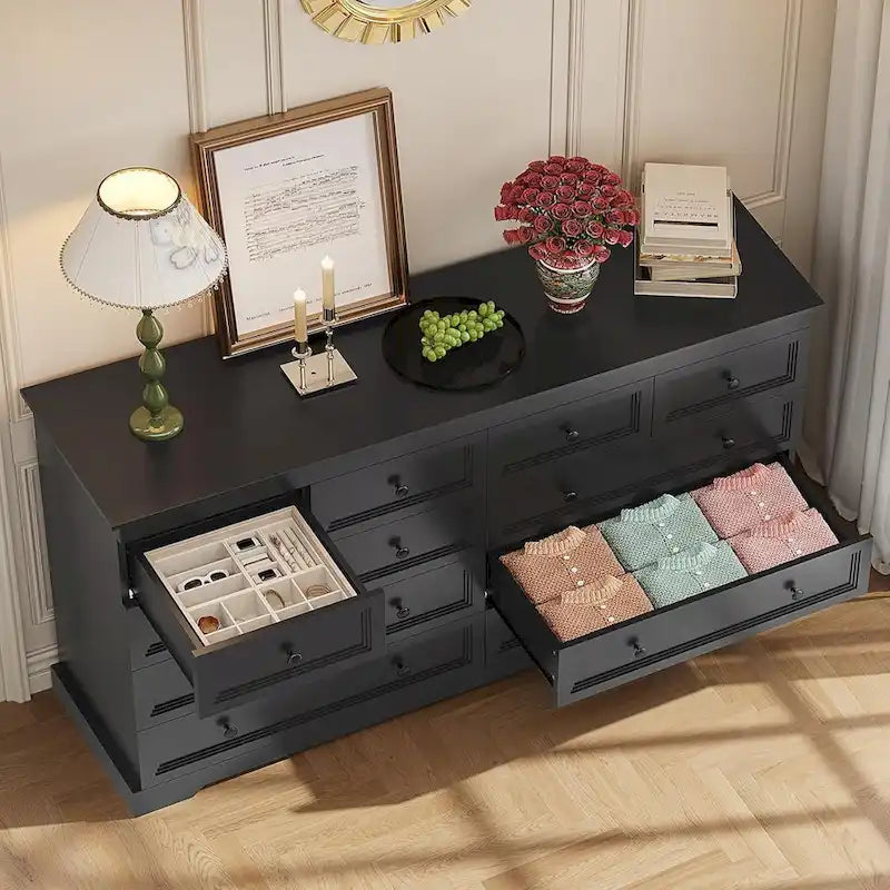 Cassettiera in legno a 10 cassetti grandi, 55 cassetti e cassettiera