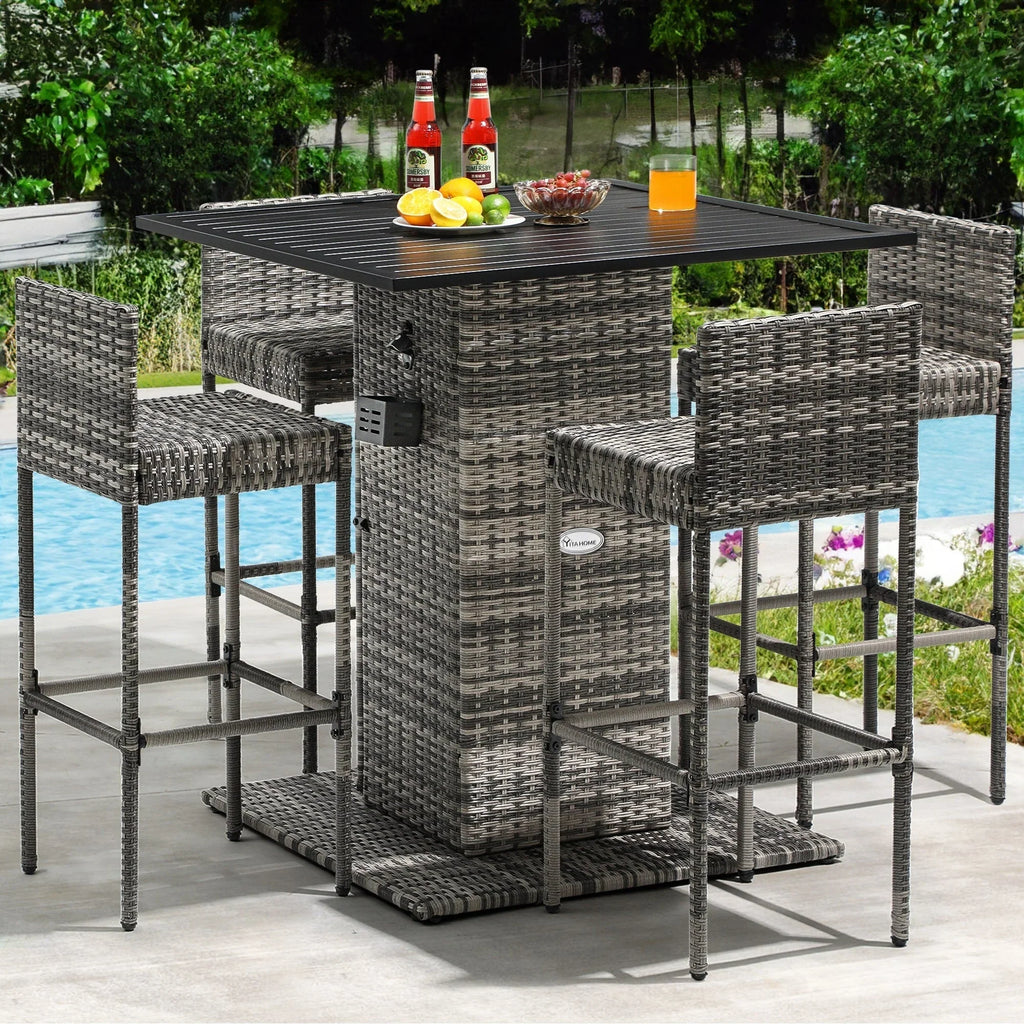 Set da bar da esterno in vimini Moasis da 5 pezzi - 5 PZ