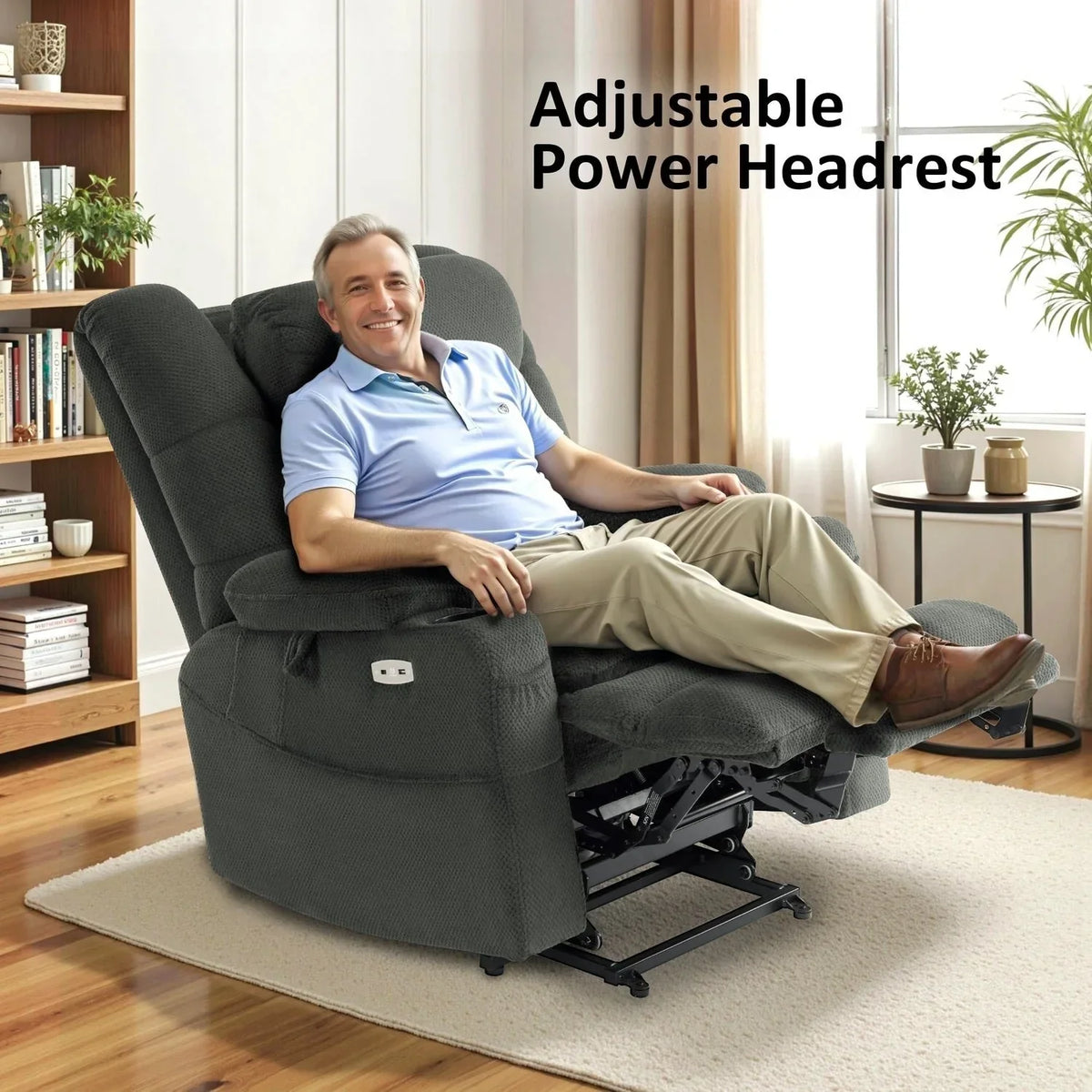 MCombo breiter Dual-Motor-Aufstehsessel mit Massage- und zweifacher Heizfunktion für große und kräftige Senioren, Stoff R7635