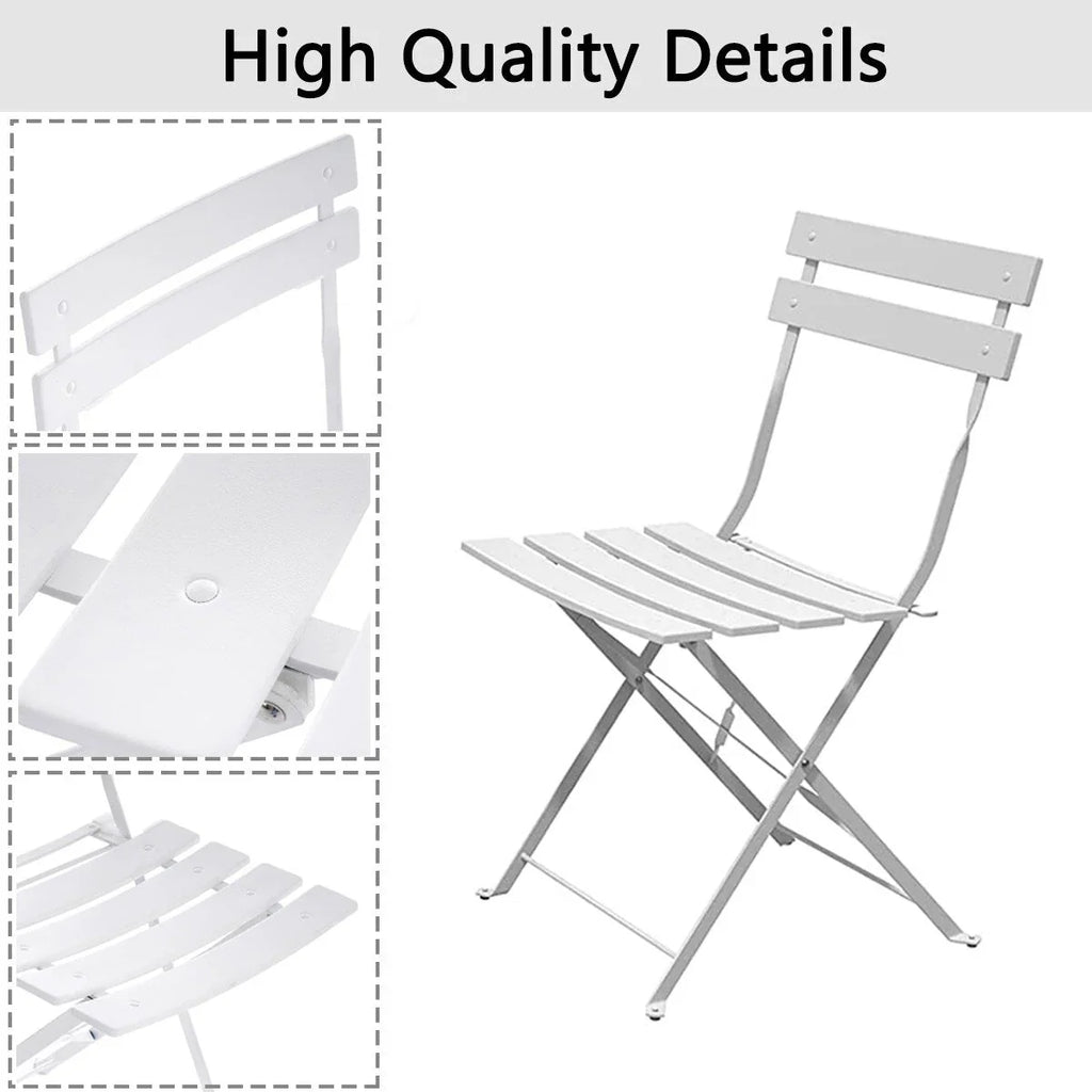 3-teiliges klappbares Bistro-Set aus Metall, wetterbeständiges Outdoor-/Indoor-Sitzset für Terrasse, Hof und Garten