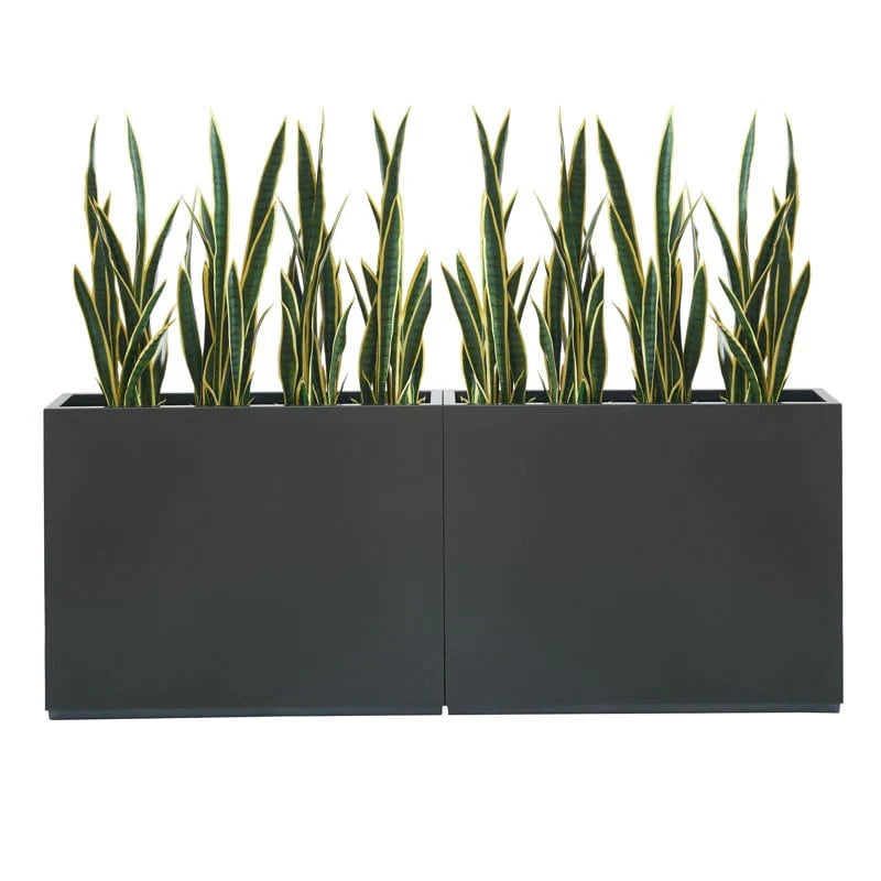 Zware metalen plantenbak voor buitenplanten, hoge en lange metalen plantenbak met scheidingswand van 38Lx10Wx30H inch - 38x30x10
