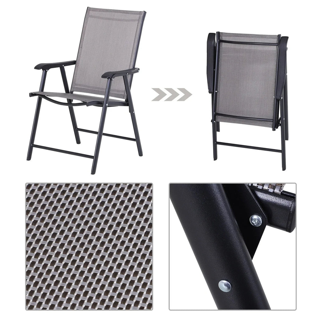 Outsunny 4-teiliges faltbares Gartenstuhl-Set mit schlichtem und stilvollem Design, bequem für Terrasse, Garten, Hof und unterwegs